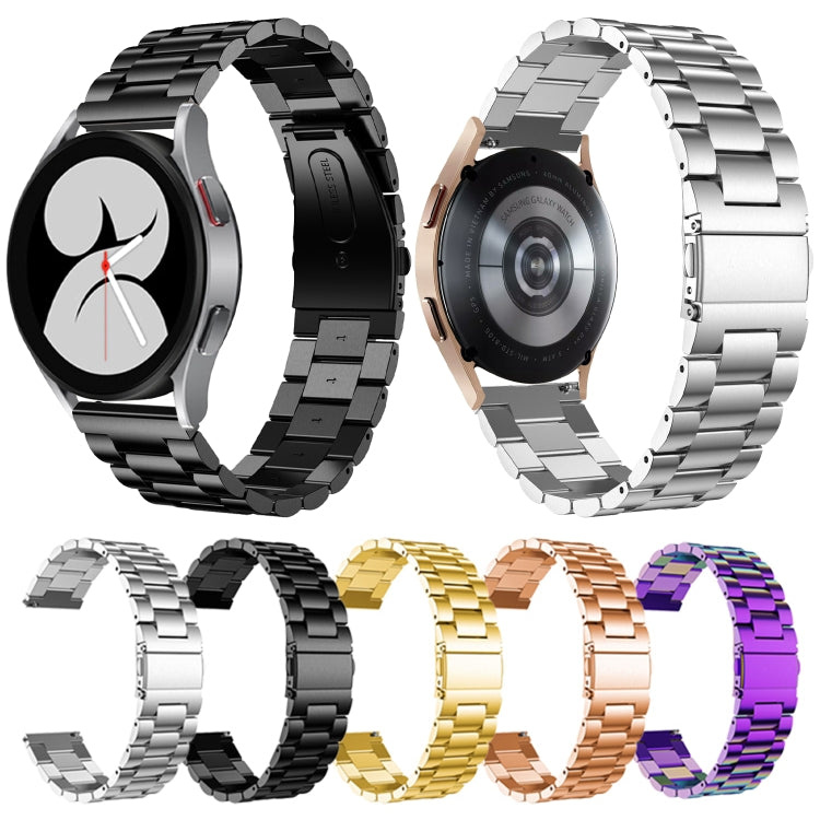 For Samsung Galaxy Watch6 / 6 Classic Flat Head Three-bead Stainless Steel Watch Band(Gold)