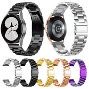 For Samsung Galaxy Watch6 / 6 Classic Flat Head Three-bead Stainless Steel Watch Band(Rose Gold)