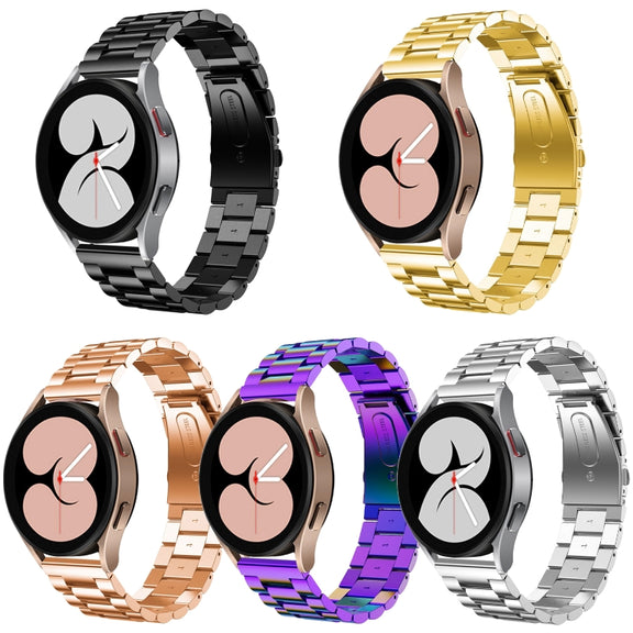 For Samsung Galaxy Watch6 / 6 Classic Flat Head Three-bead Stainless Steel Watch Band(Silver)
