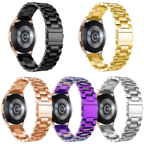 For Samsung Galaxy Watch6 / 6 Classic Flat Head Three-bead Stainless Steel Watch Band(Rose Gold)