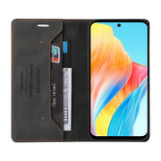 For OPPO A58 4G Skin Feel Anti-theft Brush Horizontal Flip Leather Case with Holder(Black)