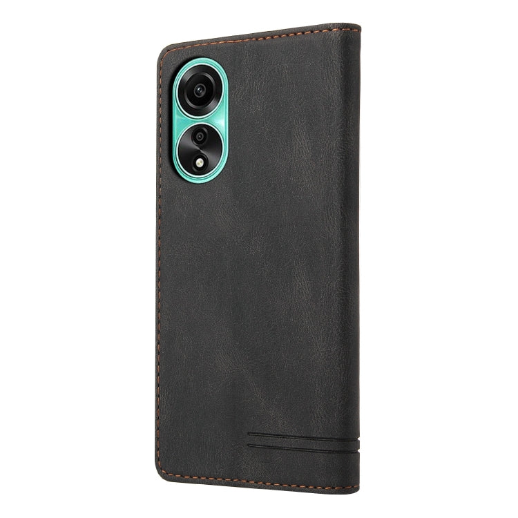 For OPPO A78 4G Skin Feel Anti-theft Brush Horizontal Flip Leather Case with Holder(Black) - OPPO Cases by PMC TechLife | Online Shopping South Africa | PMC TechLife