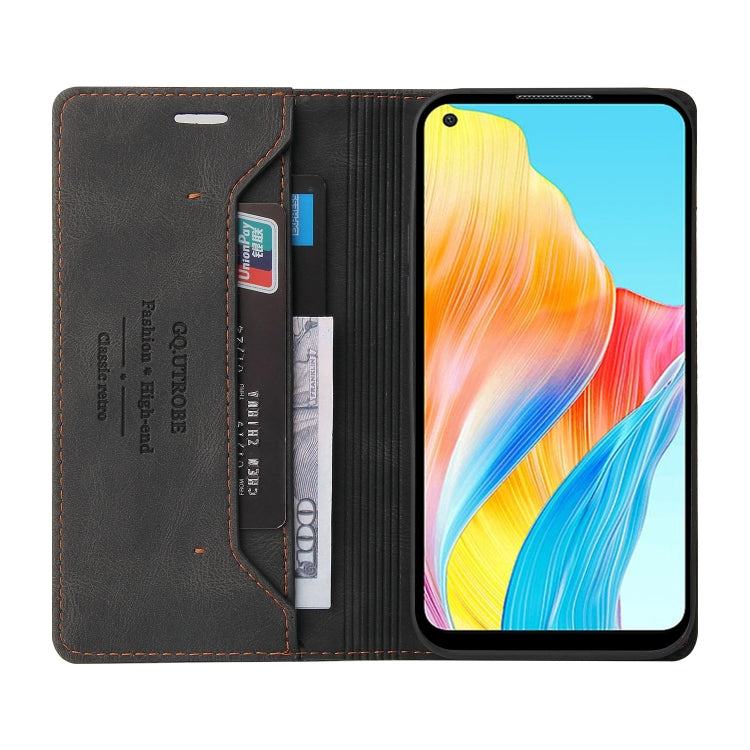 For OPPO A78 4G Skin Feel Anti-theft Brush Horizontal Flip Leather Case with Holder(Black) - OPPO Cases by PMC TechLife | Online Shopping South Africa | PMC TechLife