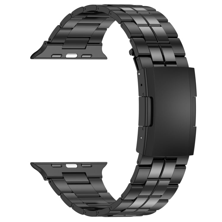 For Apple Watch SE 44mm Tortoise Buckle Titanium Steel Watch Band(Black)