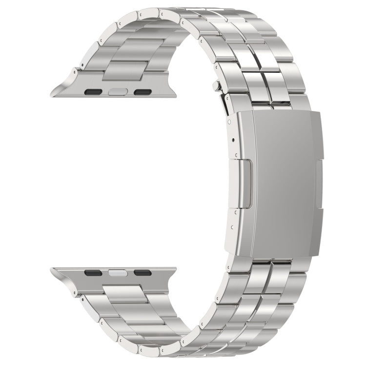 For Apple Watch SE 44mm Tortoise Buckle Titanium Steel Watch Band(Silver)