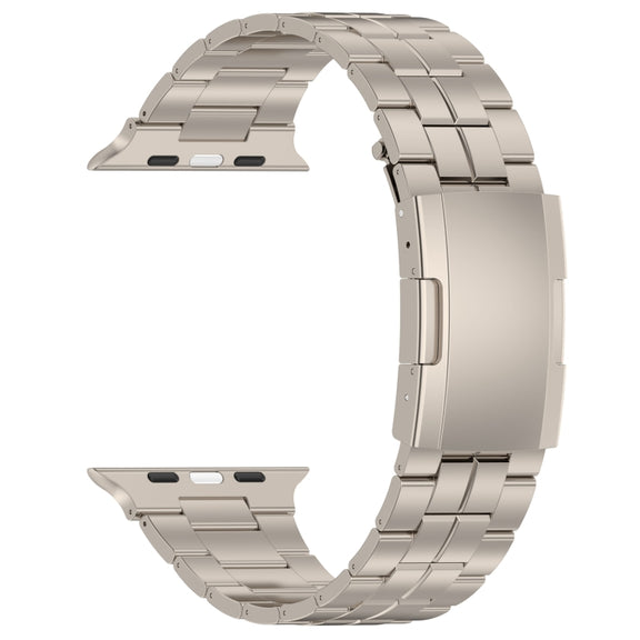 For Apple Watch 42mm Tortoise Buckle Titanium Steel Watch Band(Starlight)