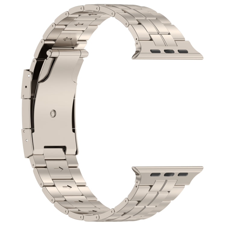 For Apple Watch 38mm Tortoise Buckle Titanium Steel Watch Band(Starlight)