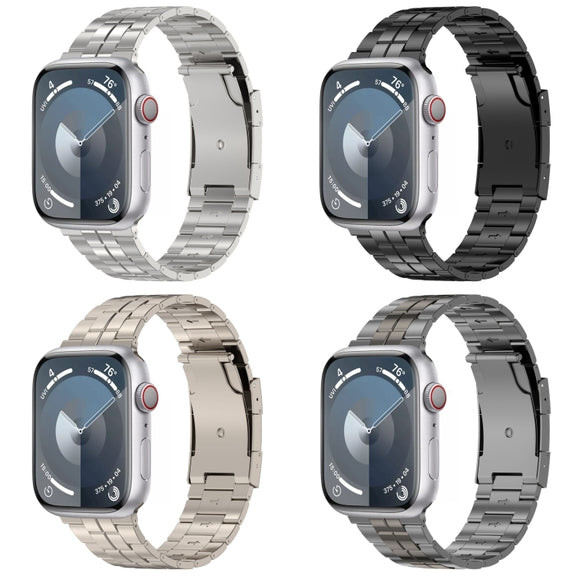 For Apple Watch 38mm Tortoise Buckle Titanium Steel Watch Band(Black)