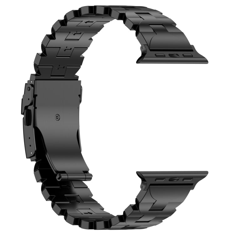 For Apple Watch Series 5 44mm Butterfly Type Titanium Steel Watch Band(Black)
