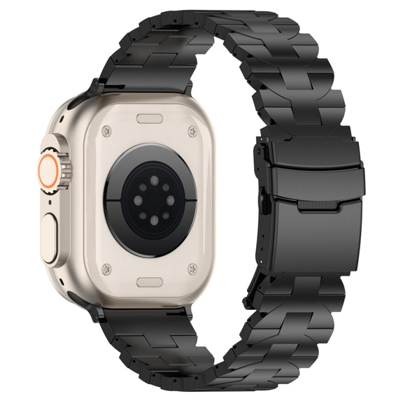For Apple Watch Series 2 42mm Butterfly Type Titanium Steel Watch Band(Black)