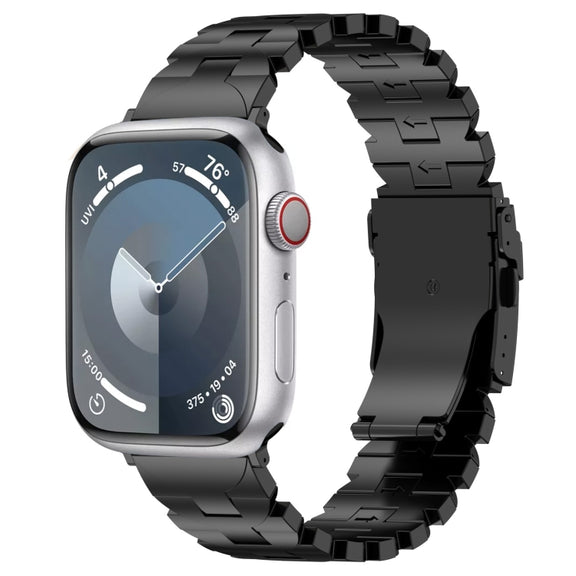 For Apple Watch Series 2 38mm Butterfly Type Titanium Steel Watch Band(Black)