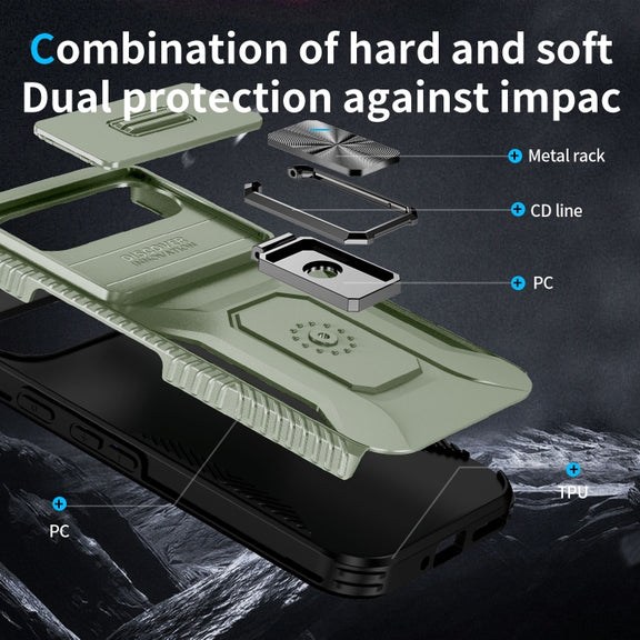 For Google Pixel 9 / Pixel 9 Pro Sliding Camshield Holder Phone Case(Alpine Green)