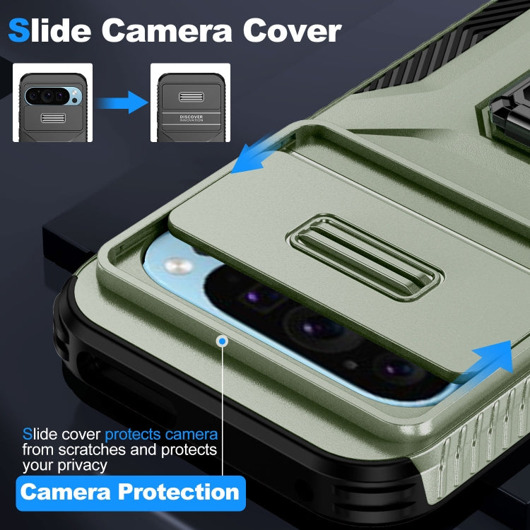 For Google Pixel 9 / Pixel 9 Pro Sliding Camshield Holder Phone Case(Alpine Green) - Google Cases by PMC TechLife | Online Shopping South Africa | PMC TechLife | Buy Now Pay Later Mobicred