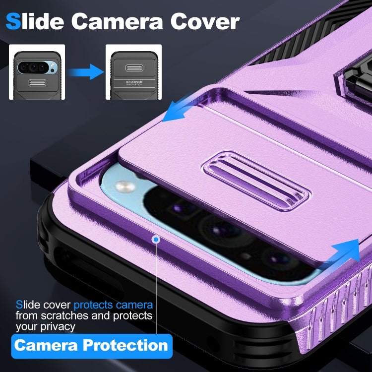 For Google Pixel 9 / Pixel 9 Pro Sliding Camshield Holder Phone Case(Purple) - Google Cases by PMC TechLife | Online Shopping South Africa | PMC TechLife | Buy Now Pay Later Mobicred