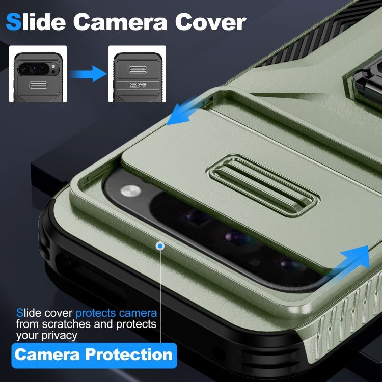 For Google Pixel 9 Pro XL Sliding Camshield Holder Phone Case(Alpine Green) - Google Cases by PMC TechLife | Online Shopping South Africa | PMC TechLife | Buy Now Pay Later Mobicred