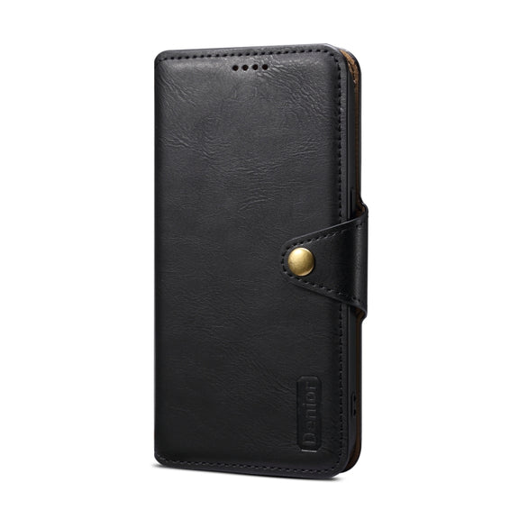 For iPhone 15 Pro Max Denior Cowhide Texture Wallet Style Leather Phone Case(Black)