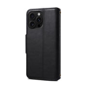 For iPhone 16 Pro Max Denior Cowhide Texture Wallet Style Leather Phone Case(Black)