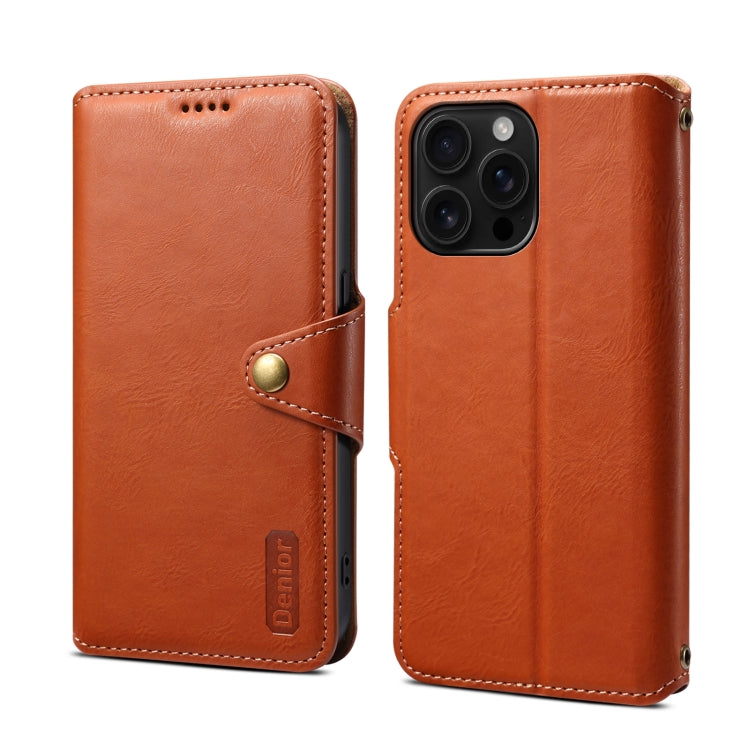 For iPhone 16 Pro Max Denior Cowhide Texture Wallet Style Leather Phone Case(Brown) - free shipping - PMC Jewellery - Order now!