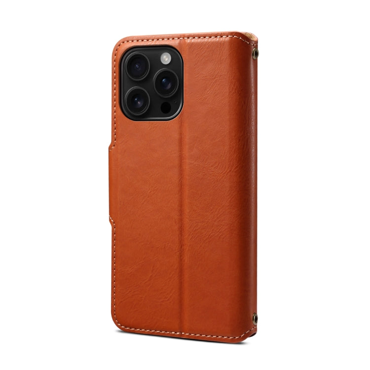 For iPhone 16 Pro Max Denior Cowhide Texture Wallet Style Leather Phone Case(Brown) - free shipping - PMC Jewellery - Order now!
