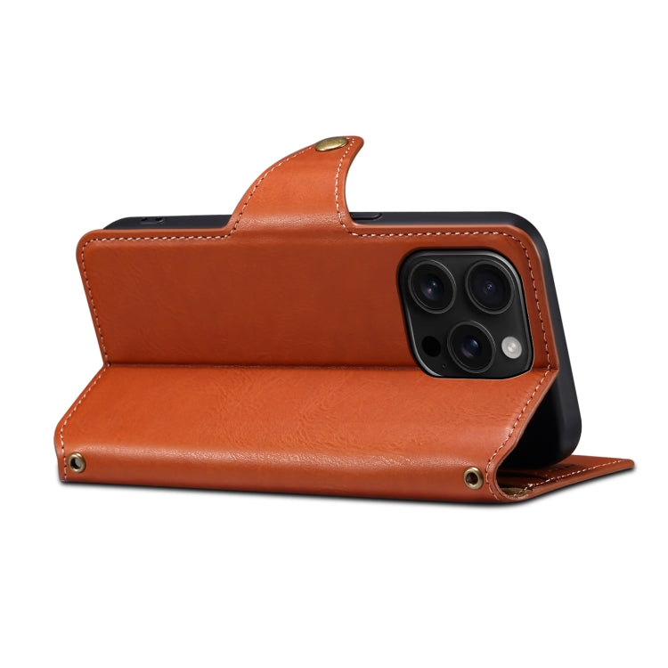 For iPhone 16 Pro Max Denior Cowhide Texture Wallet Style Leather Phone Case(Brown) - free shipping - PMC Jewellery - Order now!