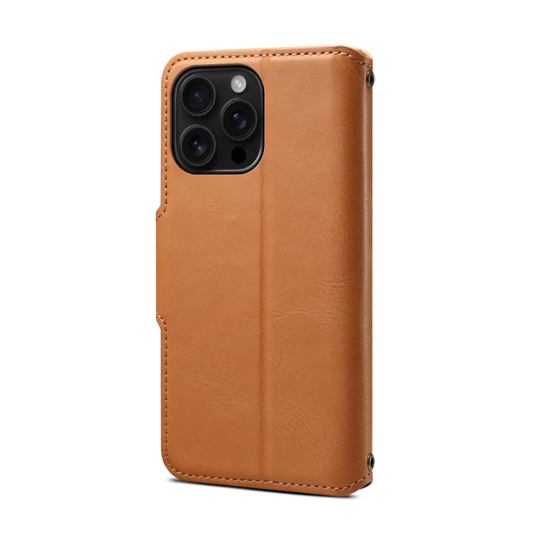 For iPhone 16 Pro Max Denior Cowhide Texture Wallet Style Leather Phone Case(Khaki) - free shipping - PMC Jewellery - Order now!