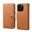 For iPhone 16 Pro Denior Cowhide Texture Wallet Style Leather Phone Case(Khaki) - iPhone 16 Pro Cases by Denior | Online Shopping South Africa | PMC TechLife | Buy Now Pay Later Mobicred
