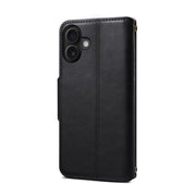 For iPhone 16 Plus Denior Cowhide Texture Wallet Style Leather Phone Case(Black)