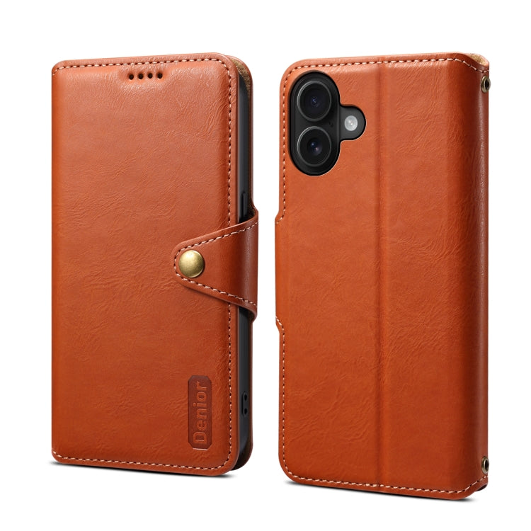 For iPhone 16 Plus Denior Cowhide Texture Wallet Style Leather Phone Case(Brown) - free shipping - PMC Jewellery - Order now!