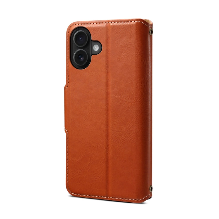For iPhone 16 Plus Denior Cowhide Texture Wallet Style Leather Phone Case(Brown) - free shipping - PMC Jewellery - Order now!
