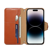 For iPhone 16 Plus Denior Cowhide Texture Wallet Style Leather Phone Case(Brown)