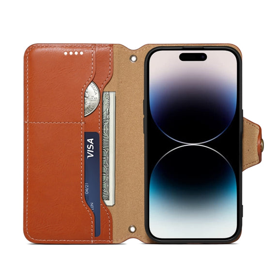 For iPhone 16 Plus Denior Cowhide Texture Wallet Style Leather Phone Case(Brown)