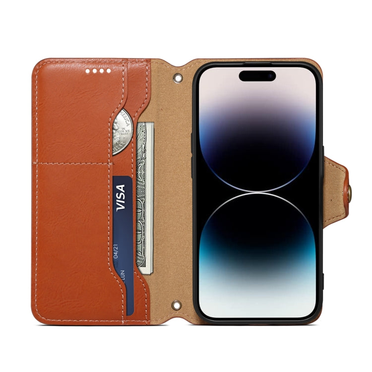 For iPhone 16 Plus Denior Cowhide Texture Wallet Style Leather Phone Case(Brown)