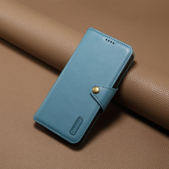 For iPhone 16 Plus Denior Cowhide Texture Wallet Style Leather Phone Case(Blue)