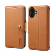 For iPhone 16 Plus Denior Cowhide Texture Wallet Style Leather Phone Case(Khaki) - iPhone 16 Plus Cases by Denior | Online Shopping South Africa | PMC TechLife | Buy Now Pay Later Mobicred
