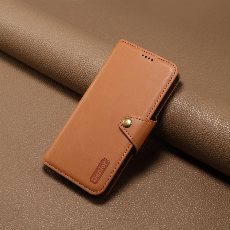 For iPhone 16 Plus Denior Cowhide Texture Wallet Style Leather Phone Case(Khaki)