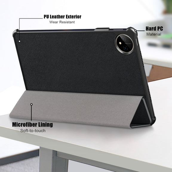 For Huawei MatePad Pro 11 2024 / 2022 Custer Pure Color 3-Fold Smart Leather Tablet Case(Black)