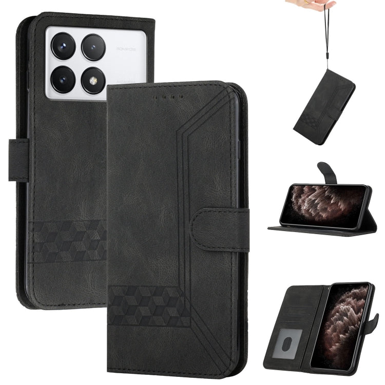 For Xiaomi Redmi K70 Cubic Skin Feel Flip Leather Phone Case(Black) - Xiaomi Cases by PMC Jewellery | Online Shopping South Africa | PMC Jewellery | Buy Now Pay Later Mobicred