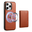 For iPhone 15 Pro Denior Cowhide Texture Leather MagSafe Detachable Wallet Phone Case(Brown) - iPhone 15 Pro Cases by Denior | Online Shopping South Africa | PMC TechLife | Buy Now Pay Later Mobicred