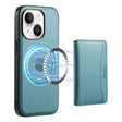 For iPhone 15 Plus Denior Cowhide Texture Leather MagSafe Detachable Wallet Phone Case(Blue) - iPhone 15 Plus Cases by Denior | Online Shopping South Africa | PMC TechLife | Buy Now Pay Later Mobicred
