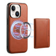 For iPhone 15 Plus Denior Cowhide Texture Leather MagSafe Detachable Wallet Phone Case(Brown) - free shipping - PMC TechLife - Order now!