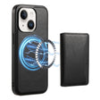 For iPhone 14 Plus Denior Cowhide Texture Leather MagSafe Detachable Wallet Phone Case(Black) - iPhone 14 Plus Cases by Denior | Online Shopping South Africa | PMC TechLife | Buy Now Pay Later Mobicred