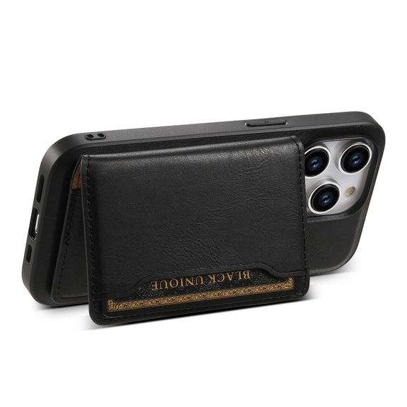 For iPhone 14 Denior Cowhide Texture Leather MagSafe Detachable Wallet Phone Case(Black)