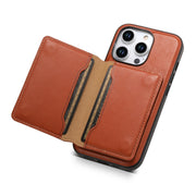 For iPhone 14 Pro Max Denior Cowhide Texture Leather MagSafe Detachable Wallet Phone Case(Brown)