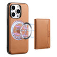 For iPhone 13 Pro Max Denior Cowhide Texture Leather MagSafe Detachable Wallet Phone Case(Khaki) - iPhone 13 Pro Max Cases by Denior | Online Shopping South Africa | PMC TechLife | Buy Now Pay Later Mobicred