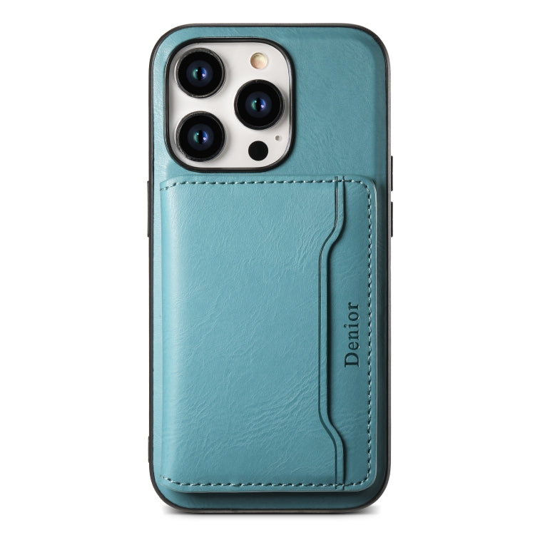 For iPhone 13 Pro Denior Cowhide Texture Leather MagSafe Detachable Wallet Phone Case(Blue)