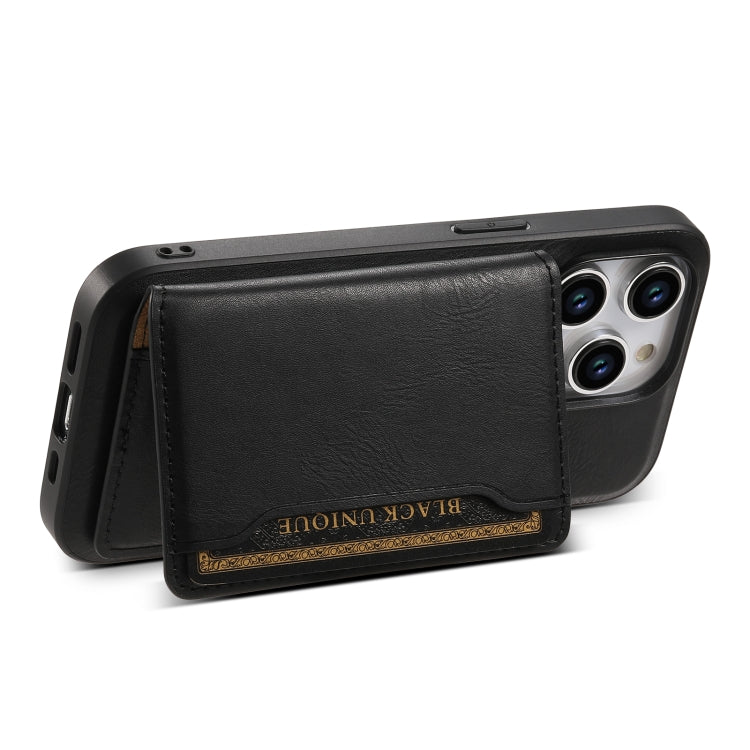 For iPhone 12 Pro Max Denior Cowhide Texture Leather MagSafe Detachable Wallet Phone Case(Black)