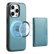 For iPhone 12 Pro Denior Cowhide Texture Leather MagSafe Detachable Wallet Phone Case(Blue) - iPhone 12 / 12 Pro Cases by Denior | Online Shopping South Africa | PMC TechLife | Buy Now Pay Later Mobicred