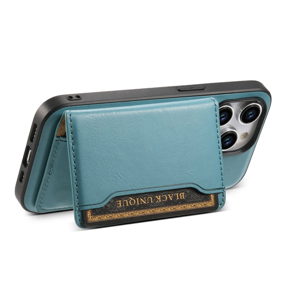 For iPhone 12 Pro Denior Cowhide Texture Leather MagSafe Detachable Wallet Phone Case(Blue)