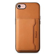 For iPhone SE 2022/2020/8/7 Denior Cowhide Texture Leather MagSafe Detachable Wallet Phone Case(Khaki)