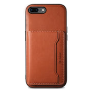 For iPhone 8 Plus/7 Plus Denior Cowhide Texture Leather MagSafe Detachable Wallet Phone Case(Brown)